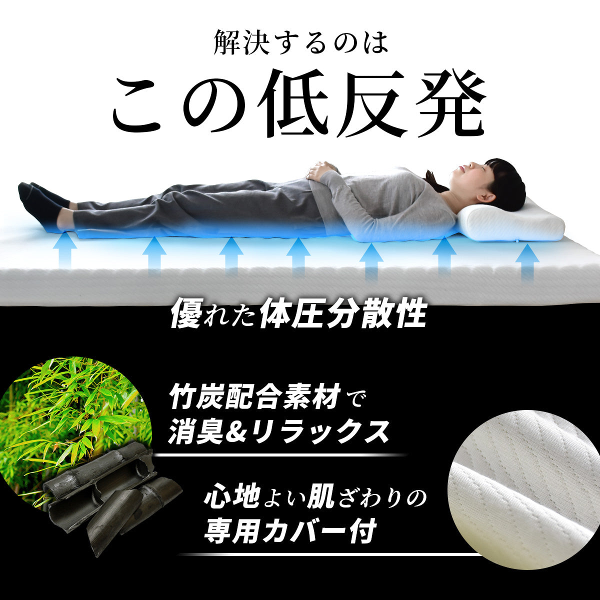 ダブル 低反発マットレス ブラックサイレンスプレミアムカット