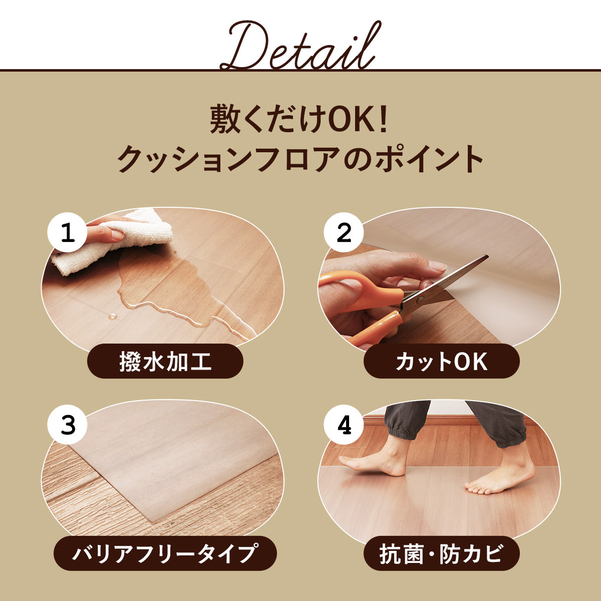 透明クッションフロアシート 江戸間6畳セット