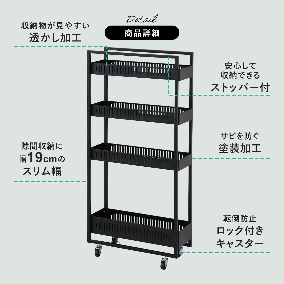 【幅19】隙間収納 チャンキー4段