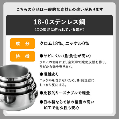 【燕三条】取っ手着脱式鍋セット　ワンタッチクッカー着脱式【14㎝/16㎝/18㎝/20㎝】セット