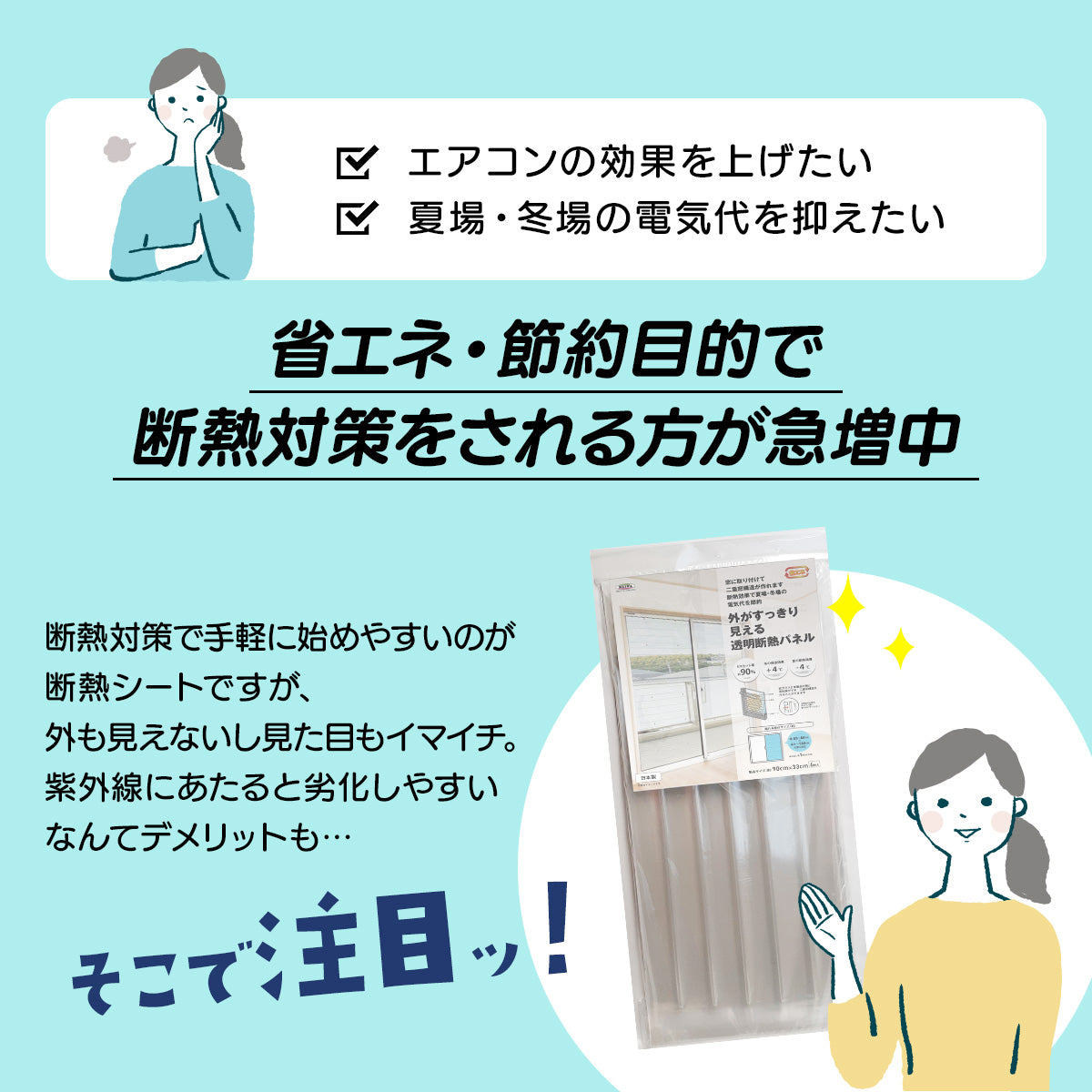 二重窓パネル シート 90cm幅 保温 断熱 12枚入り