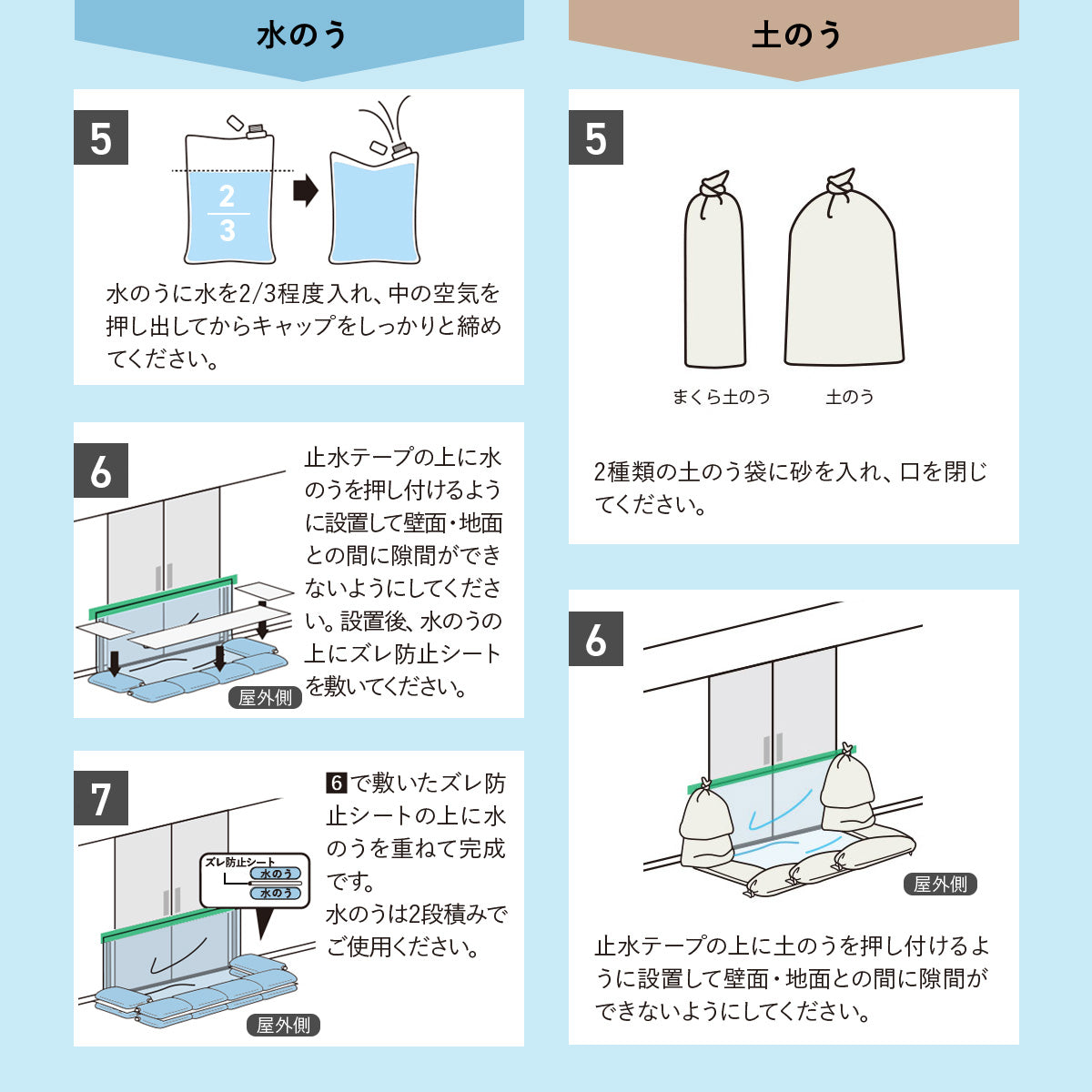 水害対策 止水シート 土のうタイプ