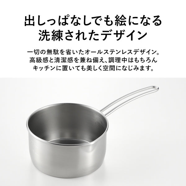 【日本製/燕三条】オールステンレス製 ミルクパン14㎝