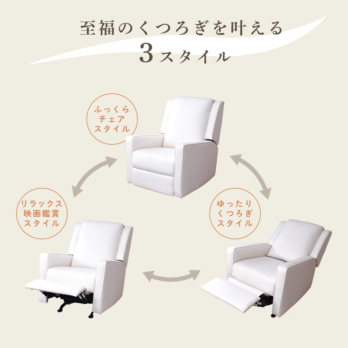ロッキング機能付きリクライニングチェア