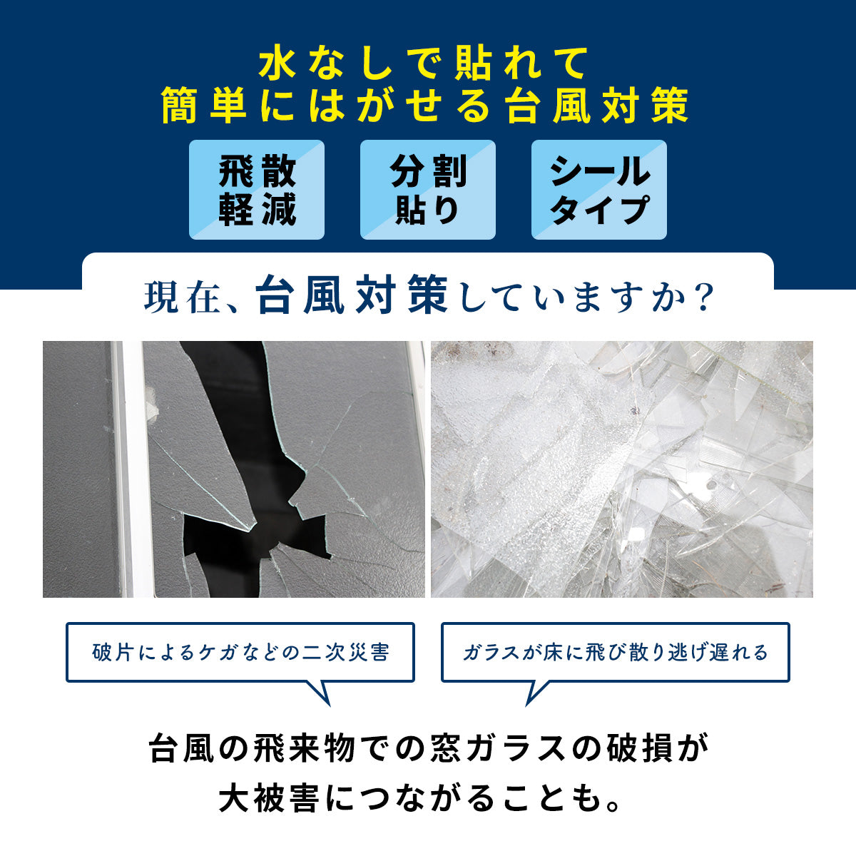 【2枚入り】 台風対策 ガラス飛散軽減フィルム