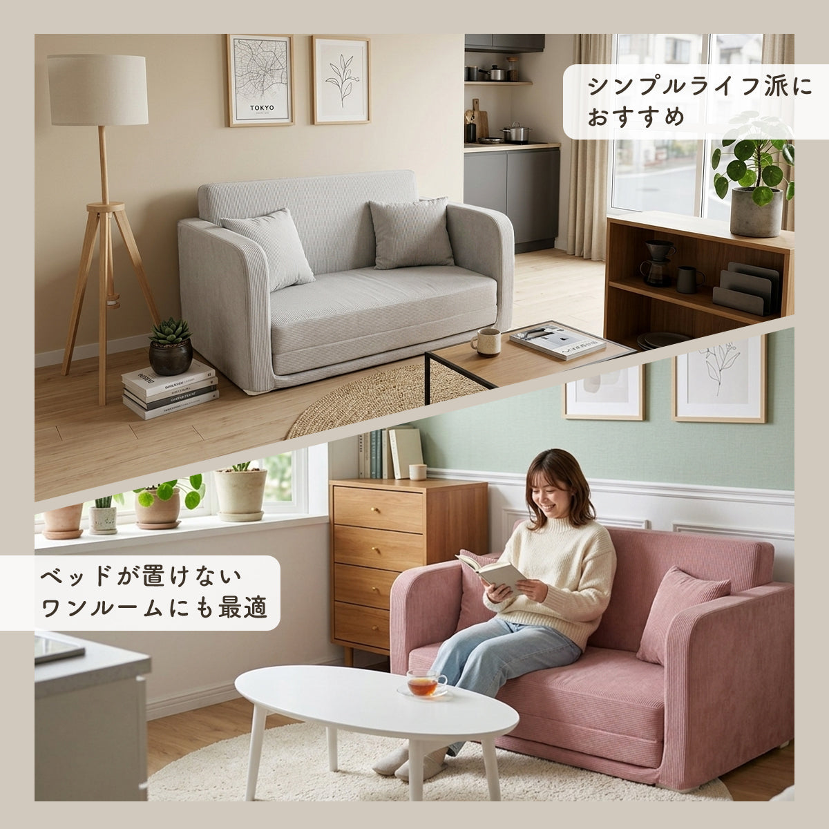 【2人掛け】ソファーベッド リーヴル