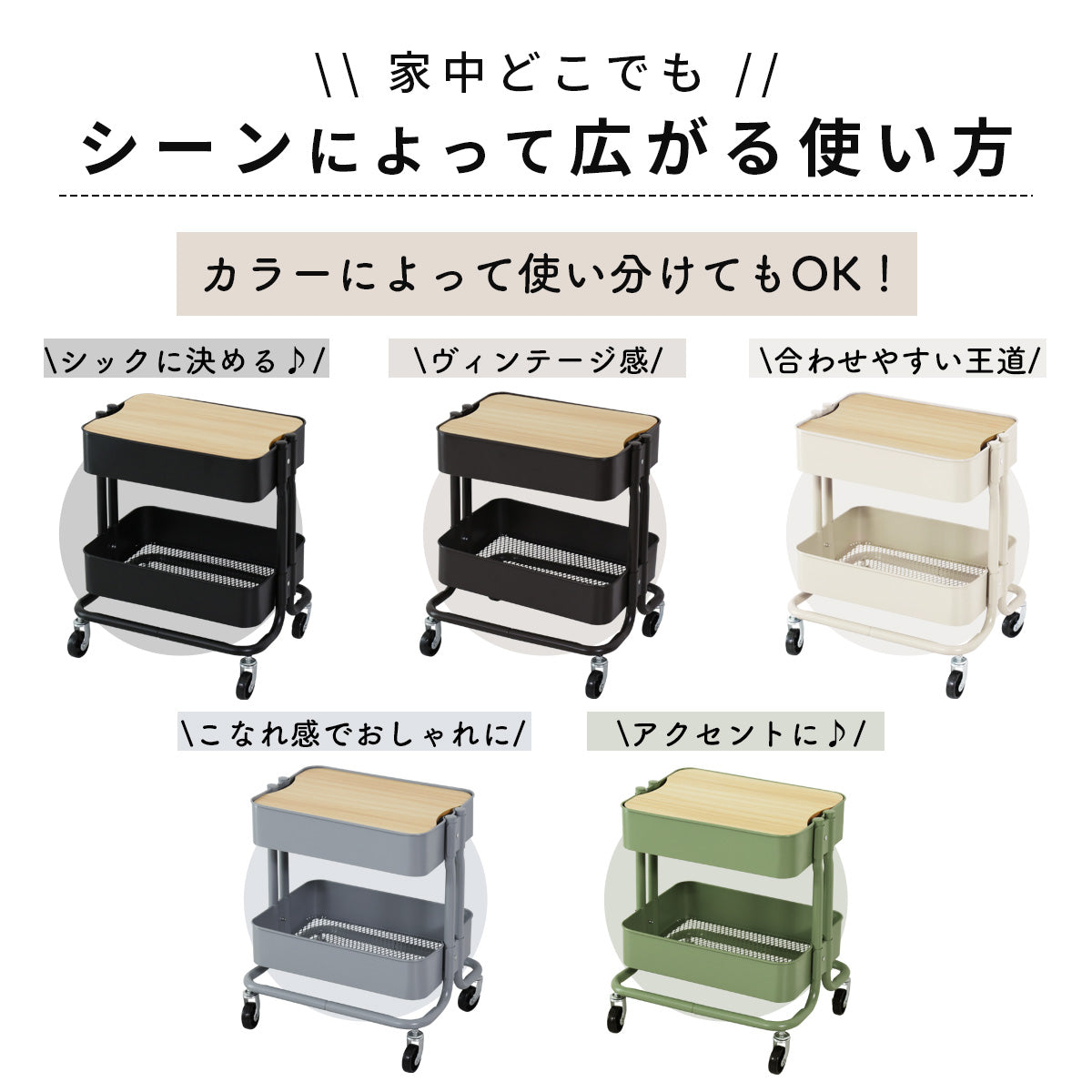 キッチンワゴン  ロップ2段蓋付きnew