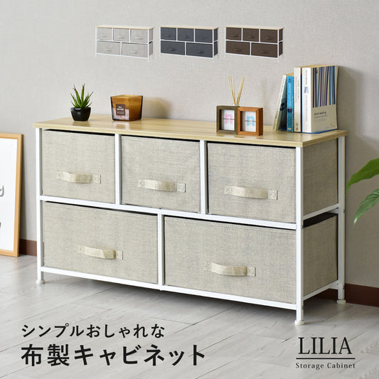 【幅100】布製チェスト2段  リリア