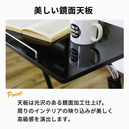 昇降テーブル サイドテーブル 角度調整可 鏡面仕上げ天板 幅50 テーブル メテオ