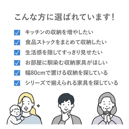 【幅80】 キッチン収納 モナチェスト80