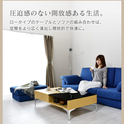 テーブル センターテーブル ガラス 90 ローテーブル モダン 引き出し 収納 ミュンヘン