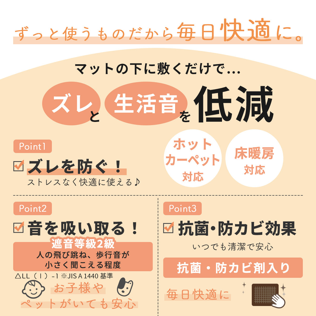 防音ずれ防止音なし減さん 2帖用