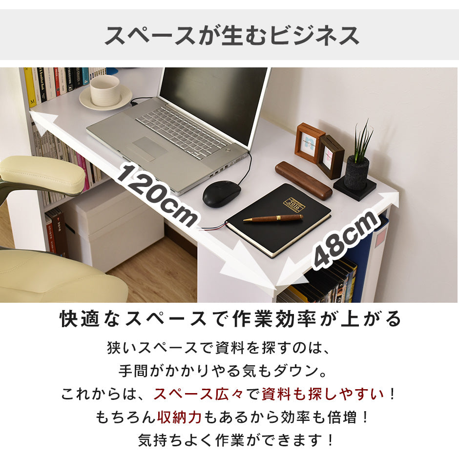 【幅120】大容量収納付きデスク パレスト