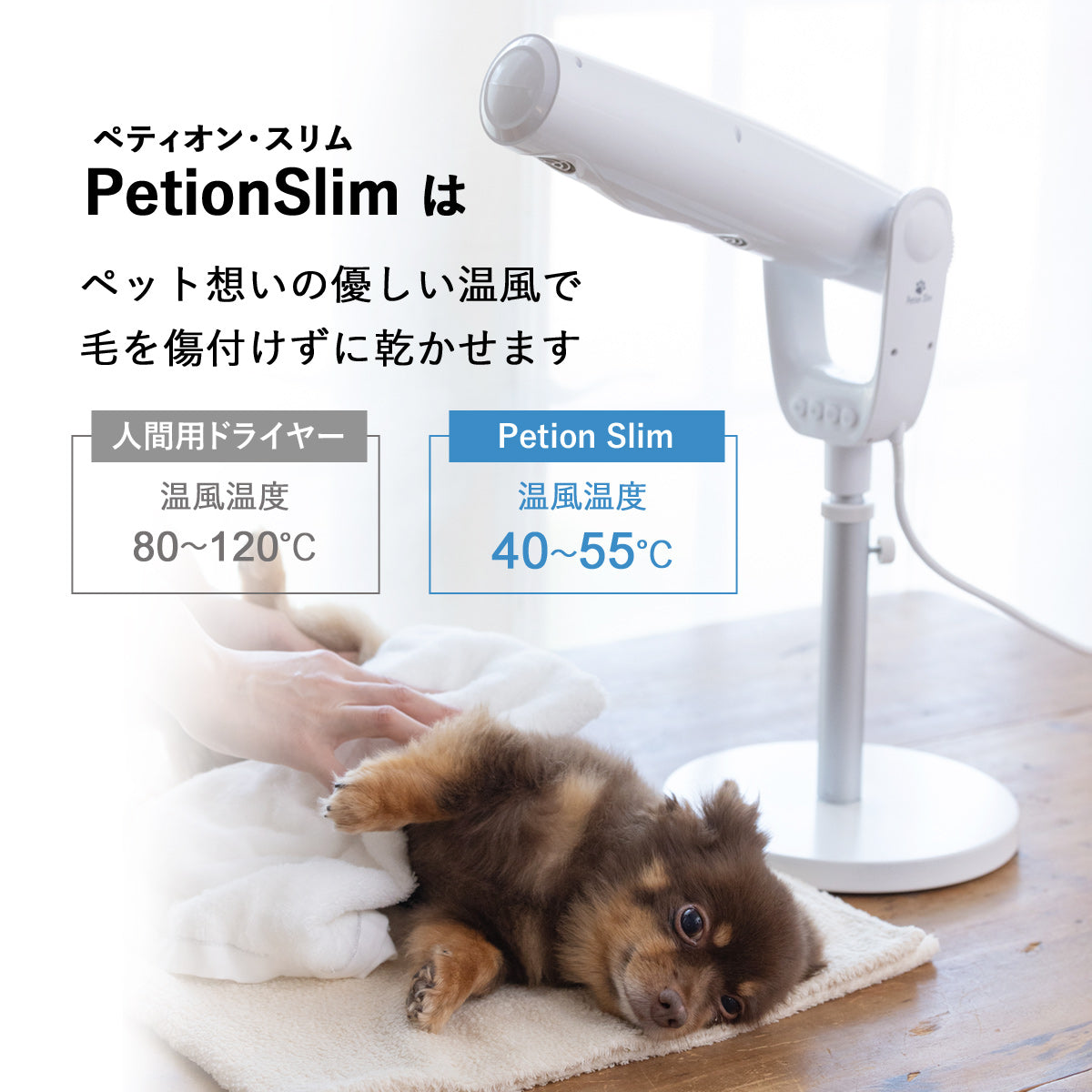 スタンド式ペット用ドライヤー （マイナスイオン/高さ・角度調整可能）