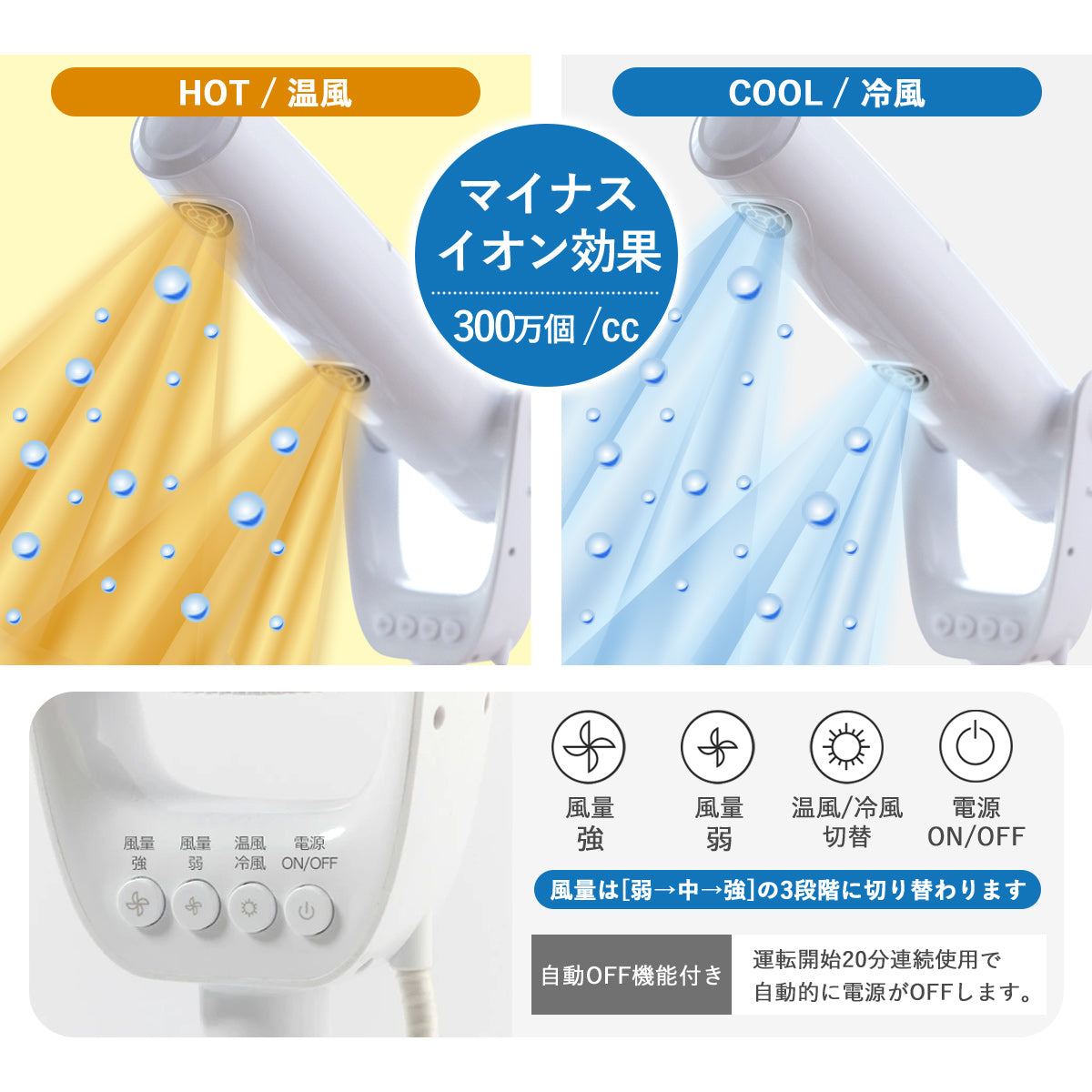 スタンド式ペット用ドライヤー （マイナスイオン/高さ・角度調整可能）
