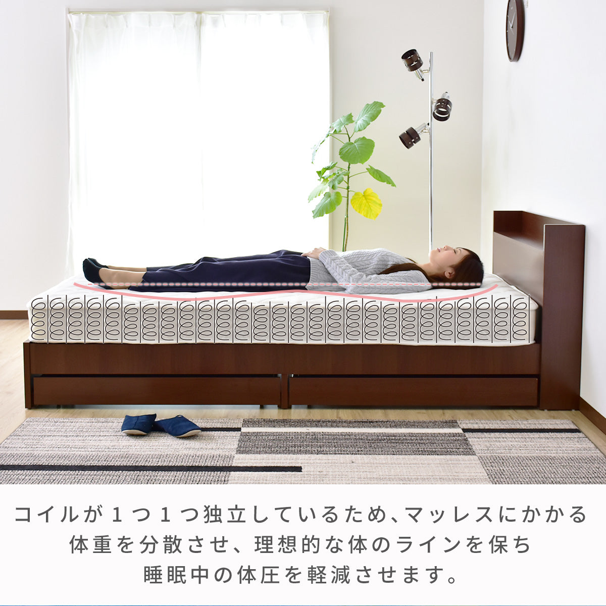 シングル マットレス ポケットコイル 圧縮ロール梱包 シングルサイズ プルメリア S
