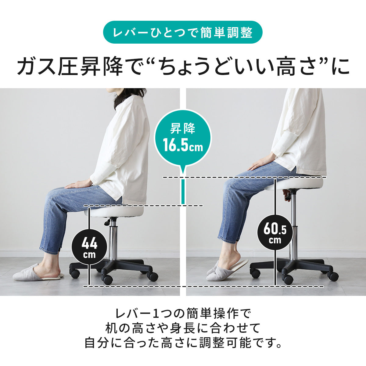 キャスター付きチェア スツール ソリエル