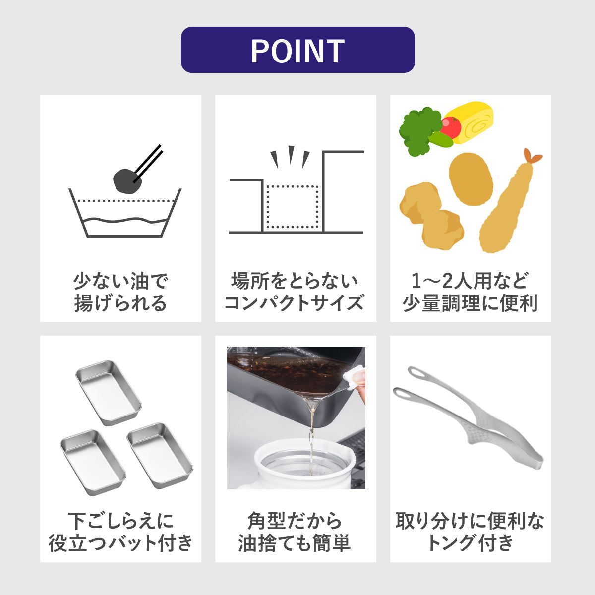 角型てんぷら鍋　ミニミニ天ぷら角型８点セット【日本製/燕三条】