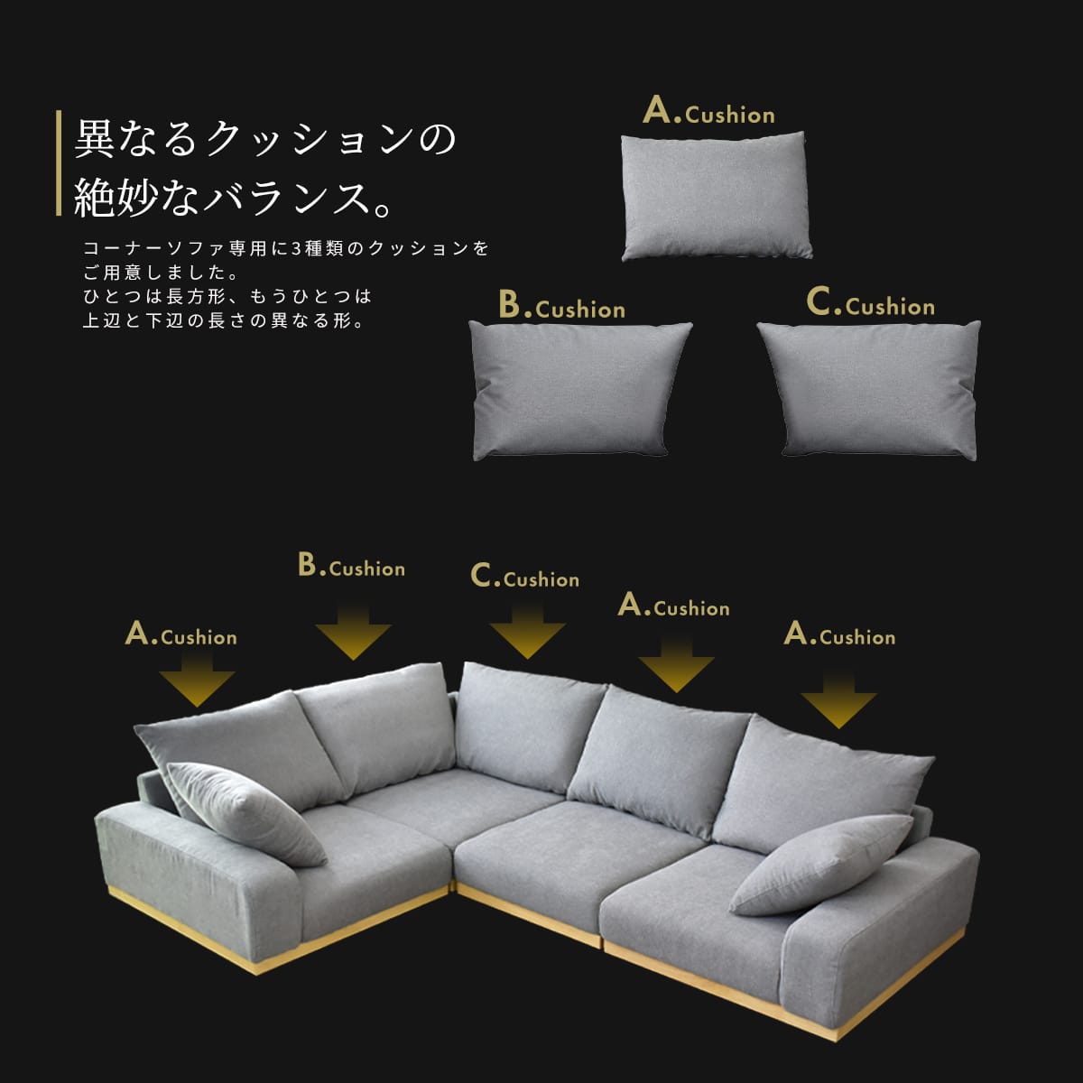 コーナーソファー ロータイプ 幅203  クッション付き ユニゾンコーナー