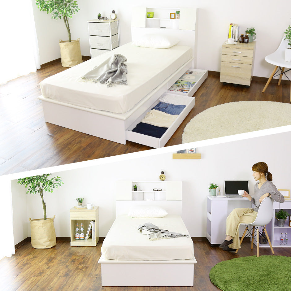 ベッド シングル フレームのみ 収納付き 照明付き 扉付き 組立式 クライブ S