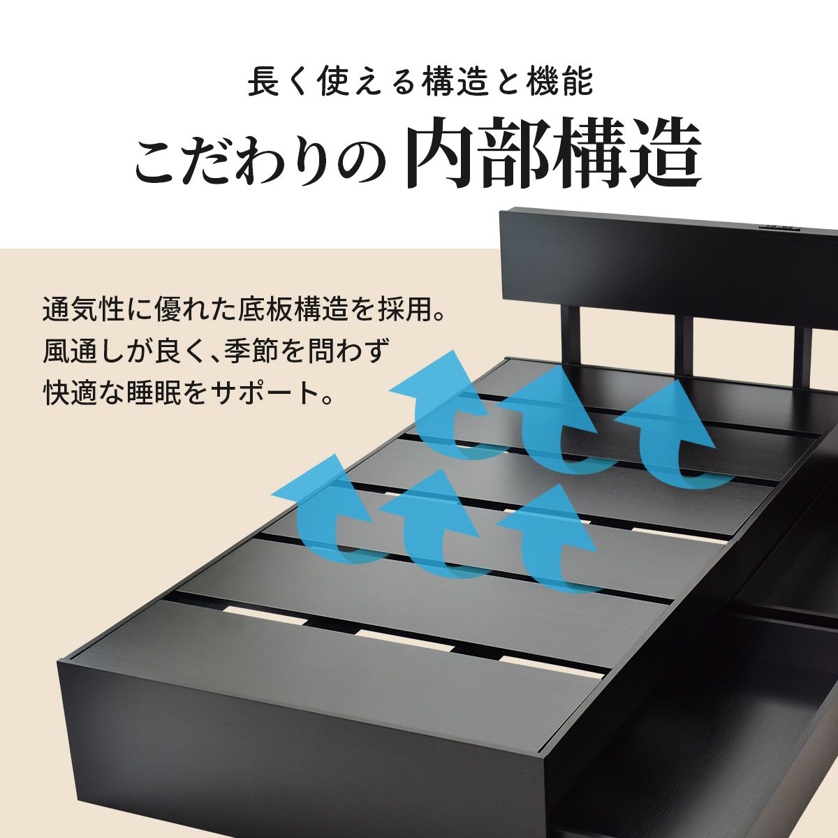 【シングル】 収納付きベッドフレーム セントレイS