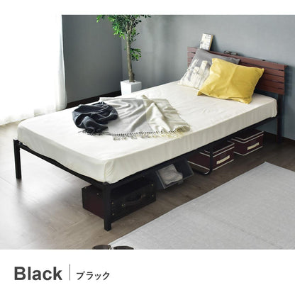 シングルベッド ベッドフレーム コンセント付 ヴィンテージ調 カルム S