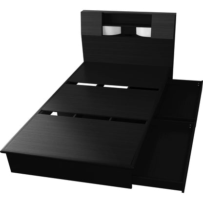 ベッド セミダブル フレームのみ 収納付き 照明付き 扉付き 組立式 クライブ SD