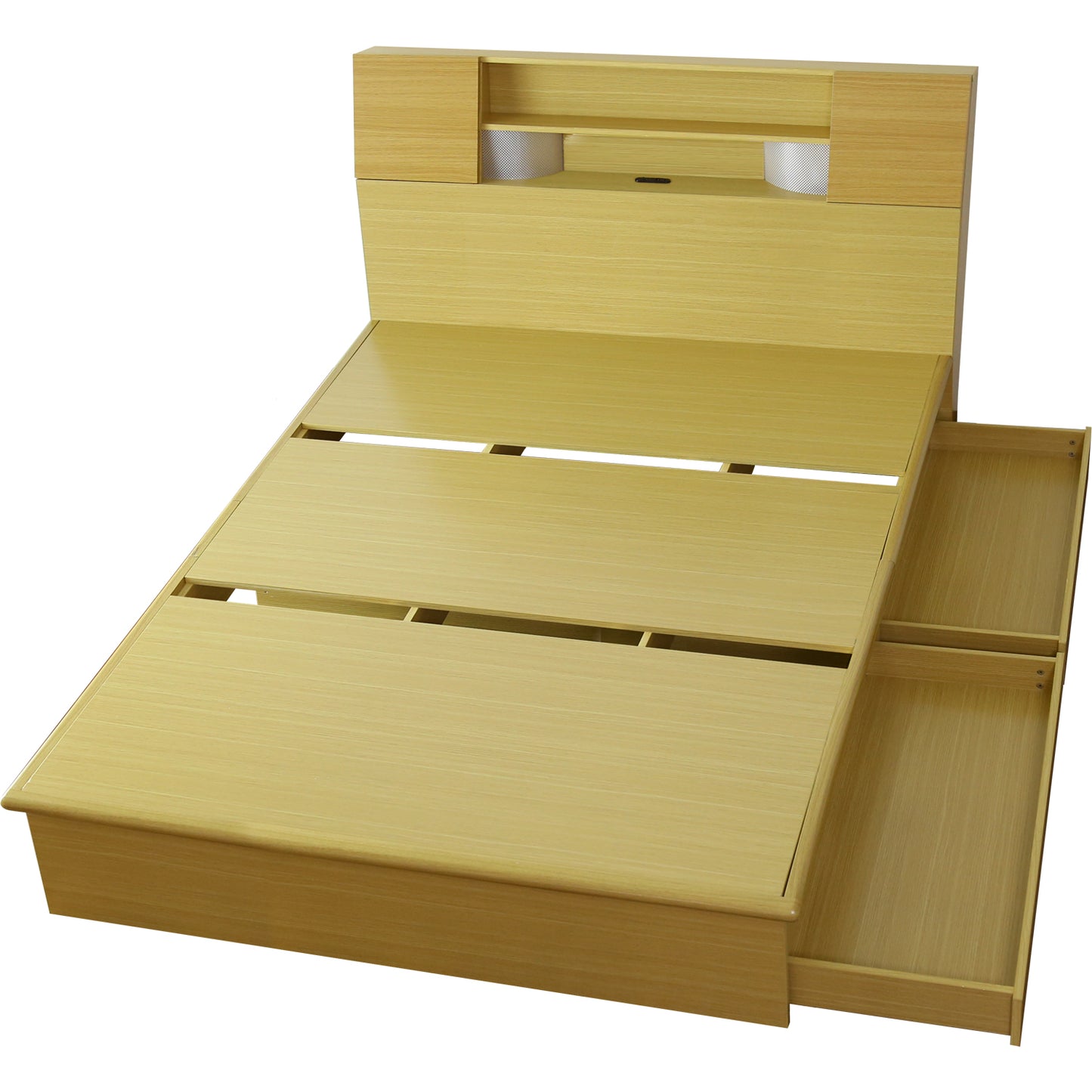 ベッド ダブル フレームのみ 収納付き 照明付き 扉付き 組立式 クライブ D