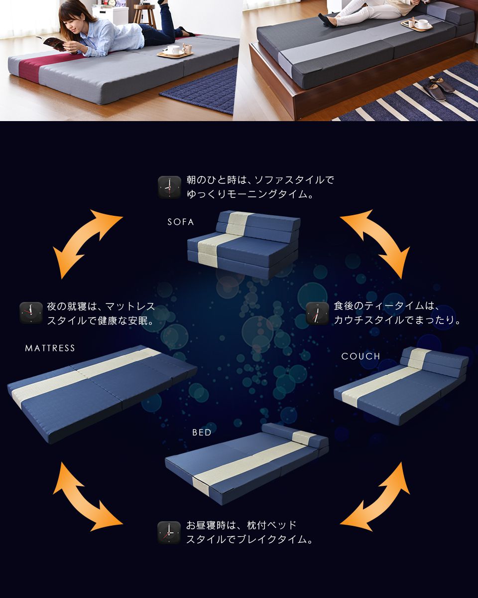マットレス 高反発 ダブル ソファーベッド ソファベッド 4way 厚さ12cm 高反発マットレス エアリゾムD