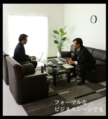 ソファー 3人掛け 合皮 レザー調 ソファー 肘掛け 応接 オフィス 天然木 ローソファー フロアソファ ケンブリッジ3P