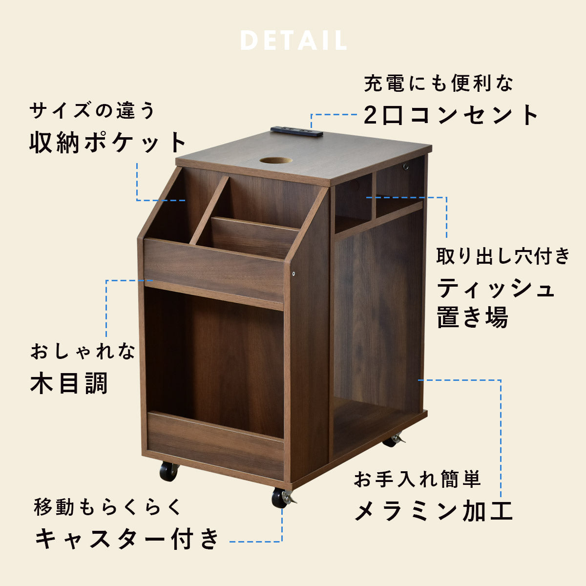 マルチ収納 ワゴン キャスター付き シトリン