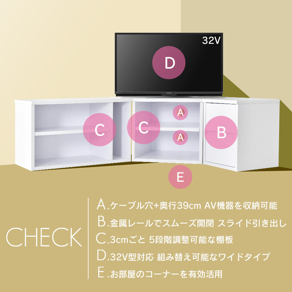 幅118.5cm コーナー テレビ台 コワン