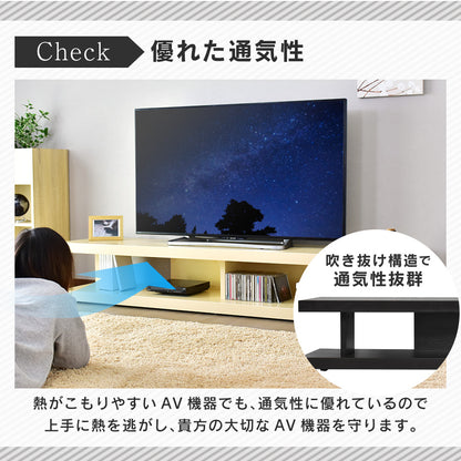 テレビ台 ローボード 幅180cm 極厚天板 65型対応 組立式 フルール