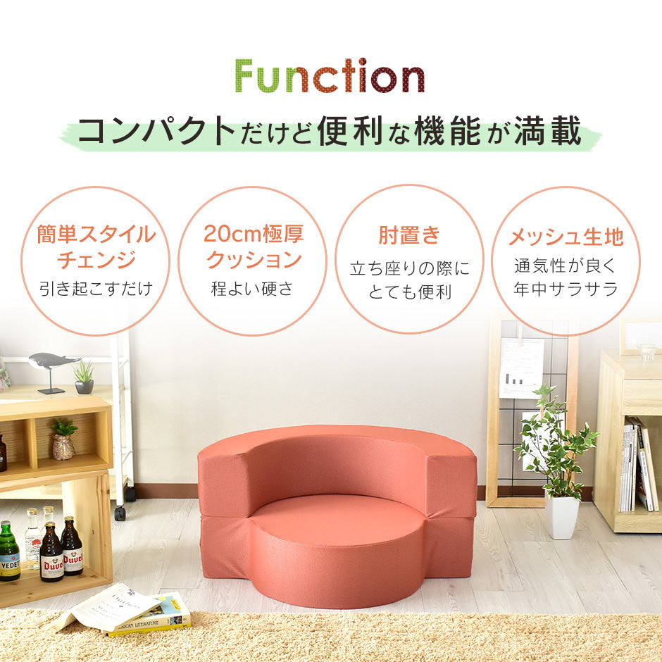 ローソファー ひとりがけ ウレタンソファ ビッグクッション リーベ 1P
