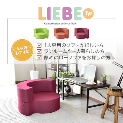 ローソファー ひとりがけ ウレタンソファ ビッグクッション リーベ 1P